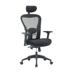 Auckland bureaustoel, Mesh executive fauteuil met armleuningen, Ergonomische bureaustoel, 66x68h120/132 cm, Zwart Auckland bureaustoel, Mesh executive fauteuil met armleuningen, Ergonomische bureaustoel, 66x68h120/132 cm, Zwart