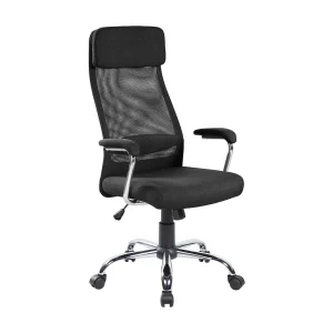 Adel bureaustoel, Executive fauteuil met armleuningen, Ergonomische bureaustoel, 65x65h114/125 cm, Zwart