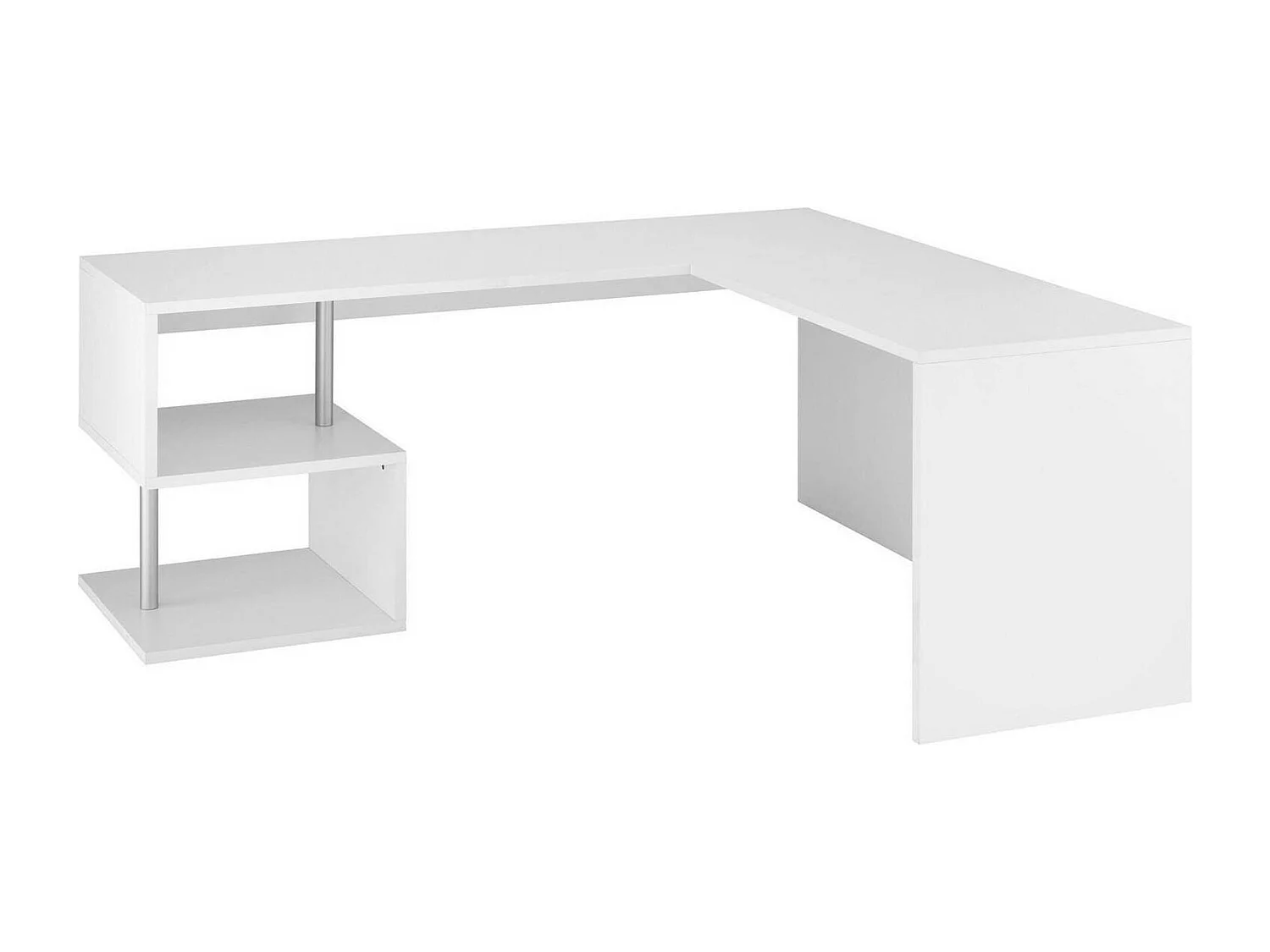 Dmora Bureau Antonino 60x160x78 cm Wit Glanzend 2 Planken Pc-Steun, Blad in Wood Melamine Gemaakt in Italië