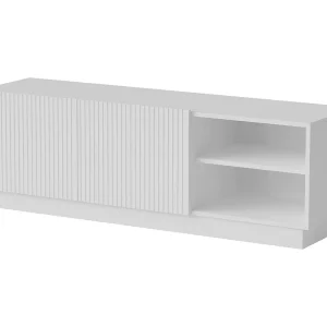 Afgewerkt tv-meubel, 3 planken, 150x40x48h cm wit, 2 deuren, 6 vakken Afgewerkt tv-meubel, 3 planken, 150x40x48h cm wit, 2 deuren, 6 vakken