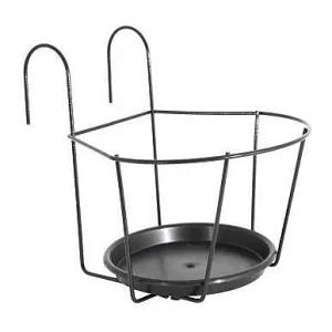 ARTEVASI balkonbloempothouder rond 25 cm mat antracietgrijs met afneembaar schoteltje en U-haken ARTEVASI balkonbloempothouder rond 25 cm mat antracietgrijs met afneembaar schoteltje en U-haken