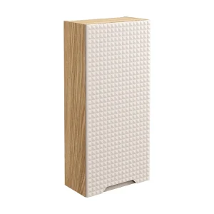Badkamer opbergmeubel VELNIA – 1 deur – 35 x 19 cm – Kleur licht eiken en beige – Om op te hangen