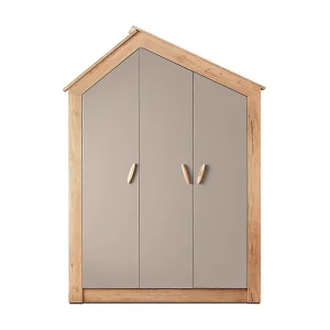 3-deurs kledingkast spaanplaat grijs 207x150x58cm