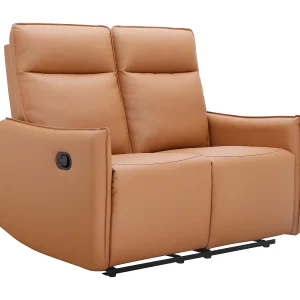 2-zits bank met handmatige functie in PU cognac kleur 2-zits bank met handmatige functie in PU cognac kleur