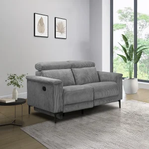 2Seater Sofa met 1 handmatige relaxfauteuil in corduroy grijs 2Seater Sofa met 1 handmatige relaxfauteuil in corduroy grijs