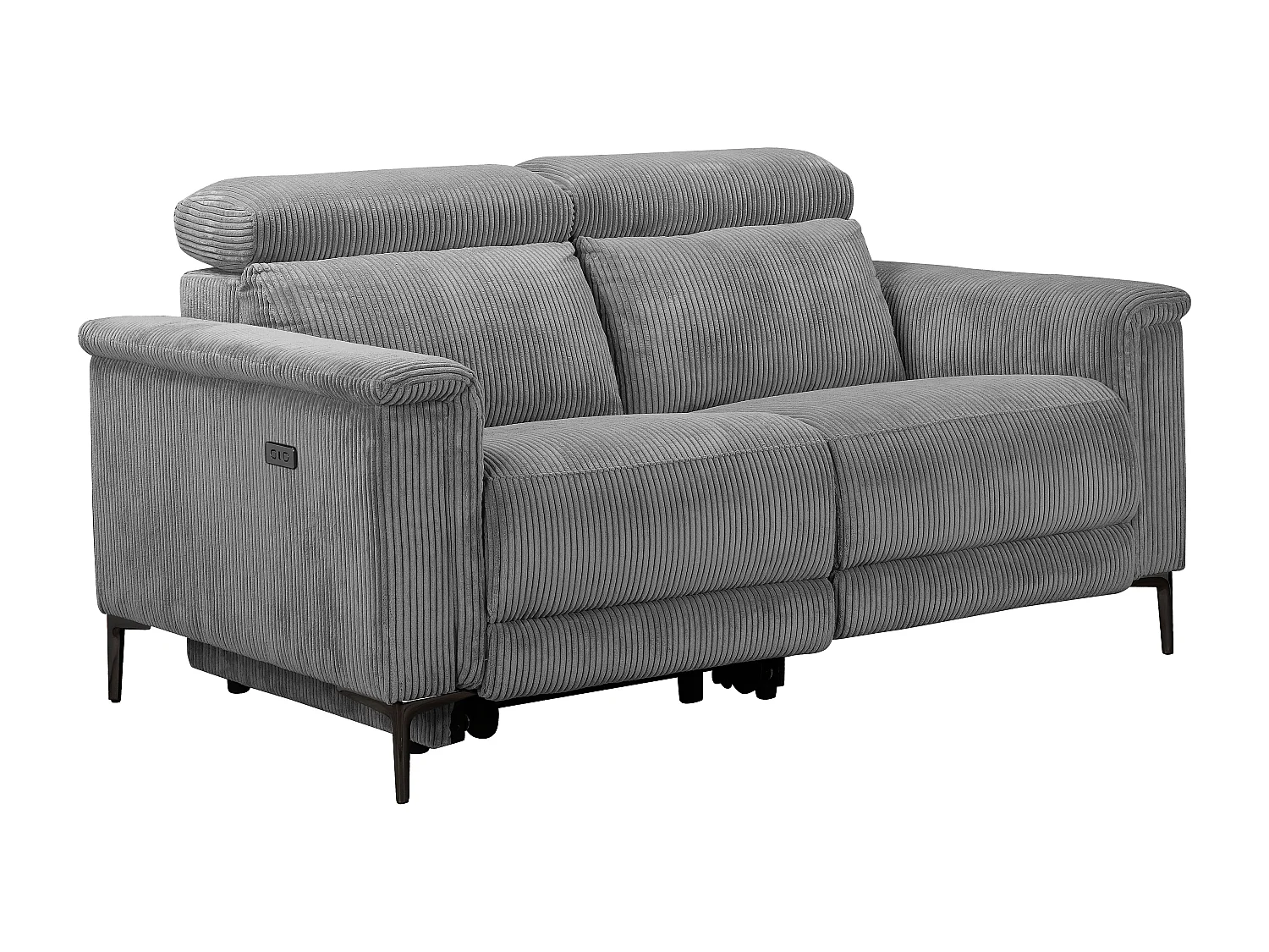 2Seater Sofa met 1 elektrische relaxfauteuil in stof zwart