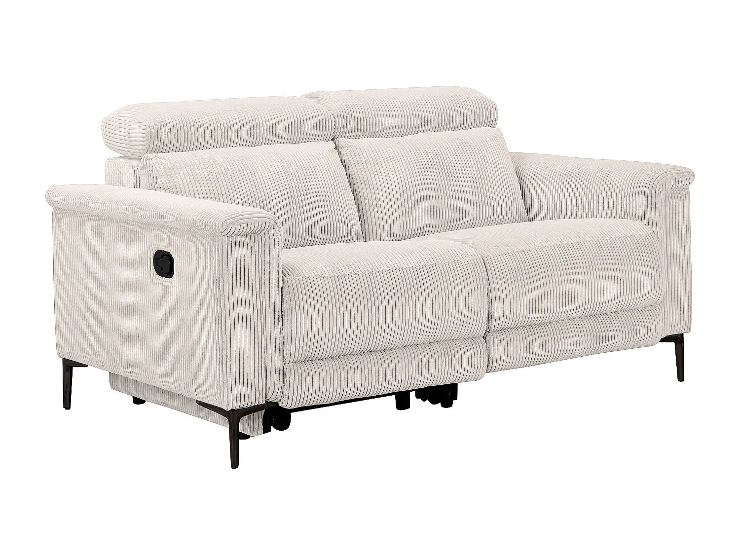 2Seater Sofa met 1 handmatige relaxfauteuil in stof crème