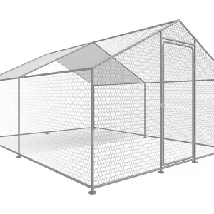 Kippenren 9 m² gaas hok 3 x 3 x 2 m gegalvaniseerd staal