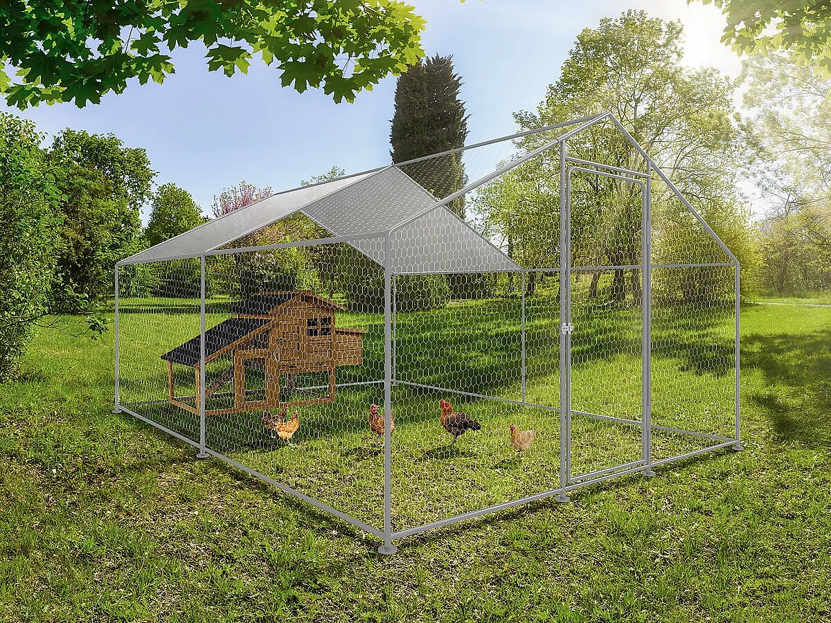 Kippenren 12 m² gaas hok 4 x 3 x 2 m gegalvaniseerd staal