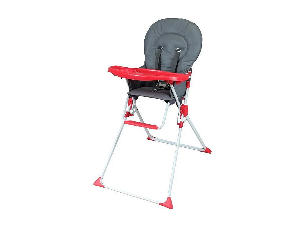 BAMBISOL vaste kinderstoel Grijs en rood - PVC zitting - Uitneembare en verstelbare lade