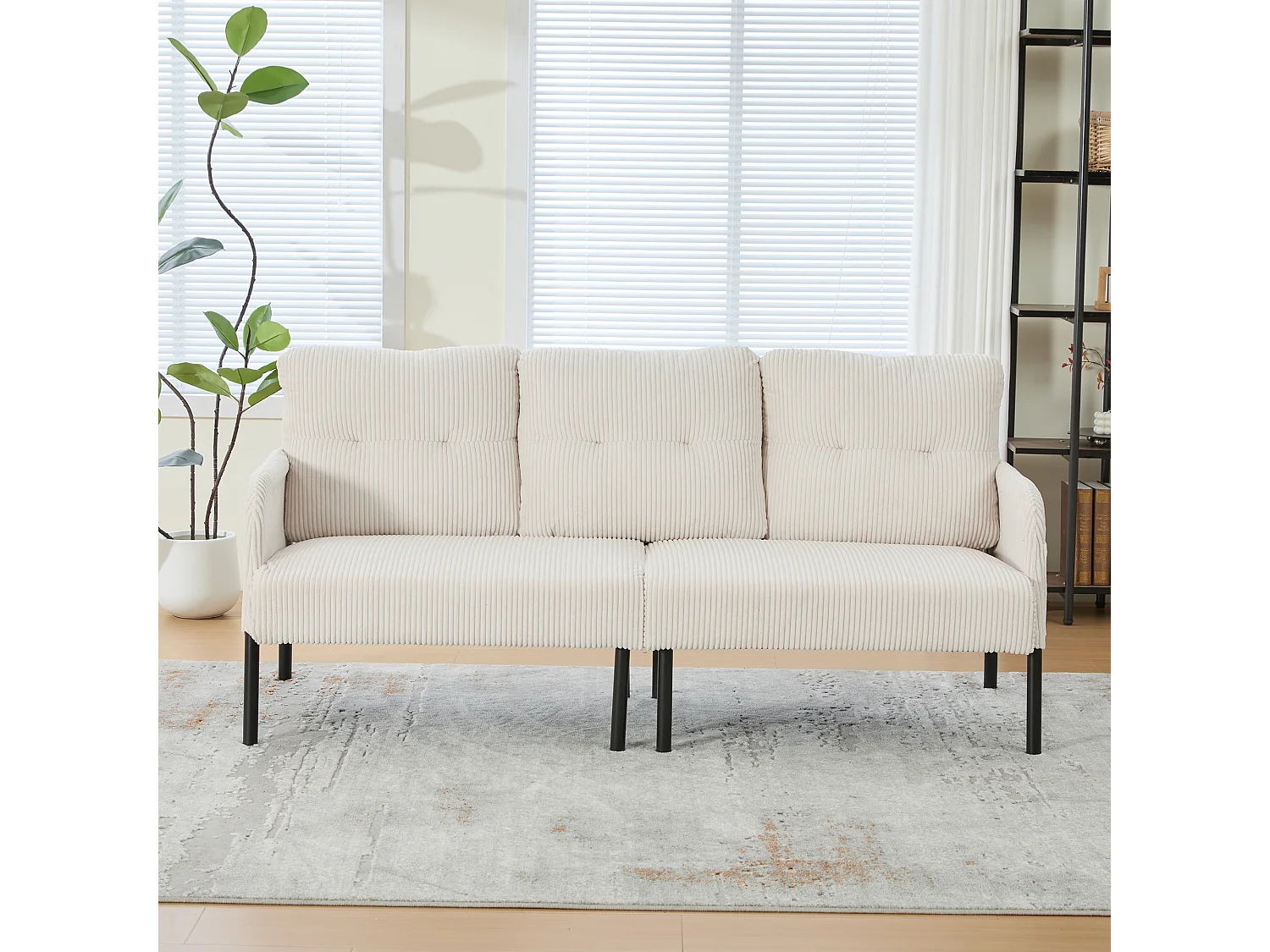 3-zitsbank in beige corduroy – Metalen poten