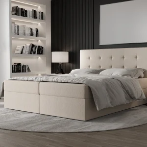 AX LIVING boxspringbed 140×200 met opbergruimte Dahlina crème AX LIVING boxspringbed 140×200 met opbergruimte Dahlina crème