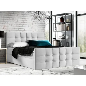 AX LIVING boxspringbed Ambusio 140×200 lichtgrijs met opbergruimte