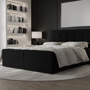 AX LIVING boxspringbed 140×200 met opbergruimte Dahlina zwart AX LIVING boxspringbed 140×200 met opbergruimte Dahlina zwart