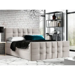 AX LIVING boxspringbed Ambusio 140×200 beige met opbergruimte