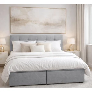 AX LIVING boxspringbed Galata 140×200 grijs zonder topper met opbergruimte comfortbed