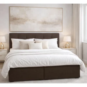 AX LIVING boxspringbed Galata 140×200 bruin met topper met opbergruimte comfortbed