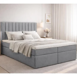 AX LIVING boxspringbed Bursa 140×200 grijs met topper met opbergruimte comfortbed