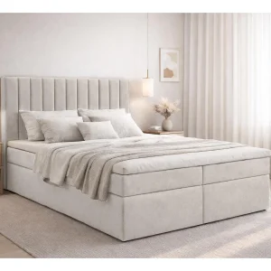 AX LIVING boxspringbed Bursa 140×200 beige met topper met opbergruimte comfortbed