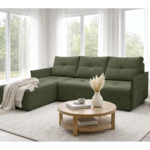 AX LIVING hoekbank Damascus groen met slaapfunctie bedlade slaapbank 212 cm links AX LIVING hoekbank Damascus groen met slaapfunctie bedlade slaapbank 212 cm links