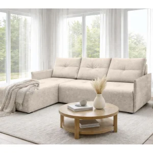 AX LIVING hoekbank Damascus beige met slaapfunctie bedlade slaapbank 212 cm links