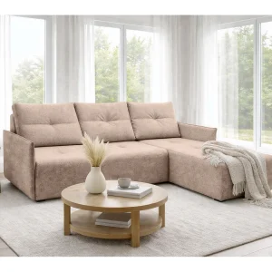 AX LIVING hoekbank Damascus crème met slaapfunctie bedlade slaapbank 212 cm rechts AX LIVING hoekbank Damascus crème met slaapfunctie bedlade slaapbank 212 cm rechts
