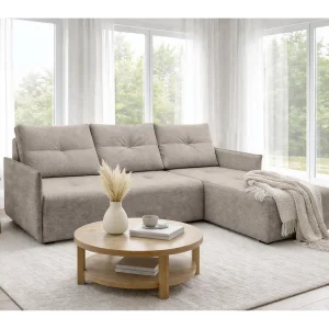 AX LIVING hoekbank Damascus lichtbruin met slaapfunctie bedlade slaapbank 212 cm rechts AX LIVING hoekbank Damascus lichtbruin met slaapfunctie bedlade slaapbank 212 cm rechts
