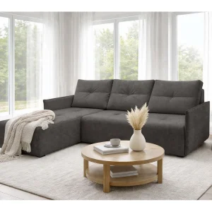AX LIVING hoekbank Damascus donkergrijs met slaapfunctie bedlade slaapbank 212 cm links AX LIVING hoekbank Damascus donkergrijs met slaapfunctie bedlade slaapbank 212 cm links