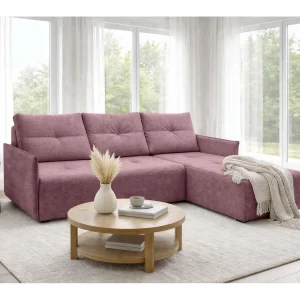 AX LIVING hoekbank Damascus roze met slaapfunctie bedlade slaapbank 212 cm rechts AX LIVING hoekbank Damascus roze met slaapfunctie bedlade slaapbank 212 cm rechts