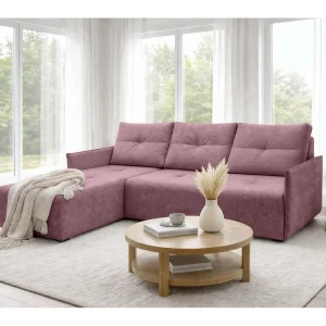 AX LIVING hoekbank Damascus roze met slaapfunctie bedlade slaapbank 212 cm links AX LIVING hoekbank Damascus roze met slaapfunctie bedlade slaapbank 212 cm links