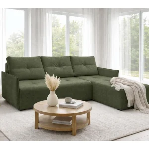 AX LIVING hoekbank Damascus groen met slaapfunctie bedlade slaapbank 212 cm rechts AX LIVING hoekbank Damascus groen met slaapfunctie bedlade slaapbank 212 cm rechts
