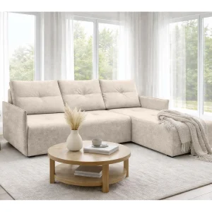 AX LIVING hoekbank Damascus beige met slaapfunctie bedlade slaapbank 212 cm rechts