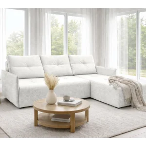 AX LIVING hoekbank Damascus wit met slaapfunctie bedlade slaapbank 212 cm rechts AX LIVING hoekbank Damascus wit met slaapfunctie bedlade slaapbank 212 cm rechts