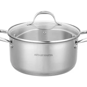 Arthur Martin braadpan 24 cm van roestvrij staal met gehard glazen deksel – Geschikt voor alle warmtebronnen, inclusief inductie Arthur Martin braadpan 24 cm van roestvrij staal met gehard glazen deksel – Geschikt voor alle warmtebronnen, inclusief inductie