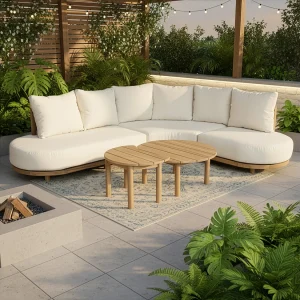 Acacia 5-zits tuinset met beige kussens LAGOA