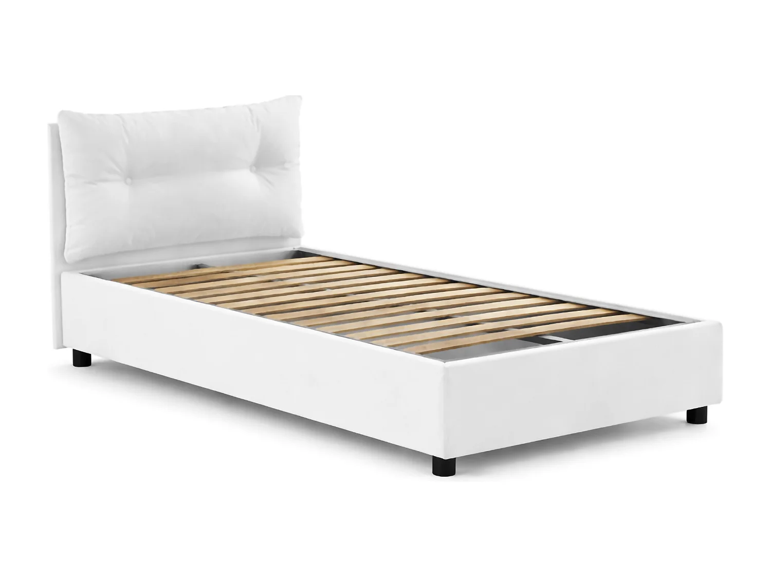 Talamo Italia Eenpersoonsbed Adelaide Wit Afneembare Bekleding, Opslagruimte, Matrasmaat 80x190 cm Made in Italy