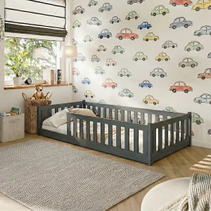 90×190 vloerbed inclusief lattenbodem Maya Antraciet