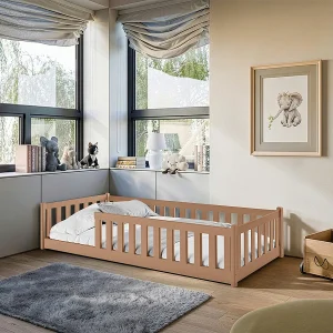 90×190 vloerbed inclusief lattenbodem Maya Bruin
