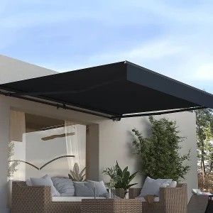 4 x 3 m "Ombra 4" gemotoriseerde oprolbare aluminium luifel – Antraciet grijs