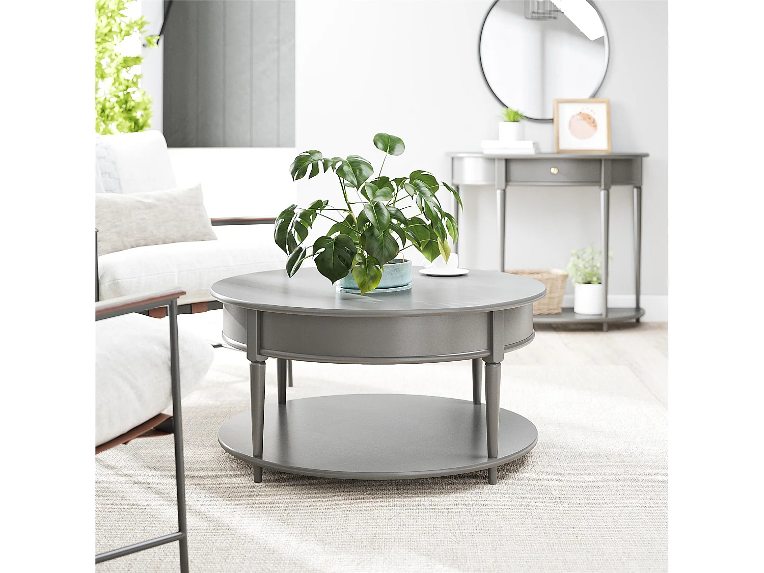 Aurora | Salontafel met 1 Plank in Grijs MDF
