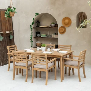 Acacia SIMILANTuinmeubelset 6 zits – zand kussens