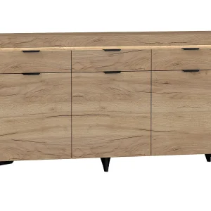 3-deurs dressoir met 3 LED laden Ruben Wood 3-deurs dressoir met 3 LED laden Ruben Wood