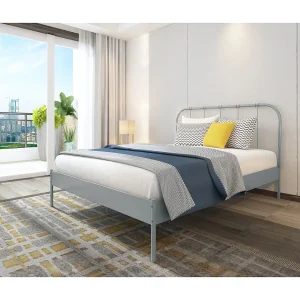 Aaron bed 140 grijs metaal