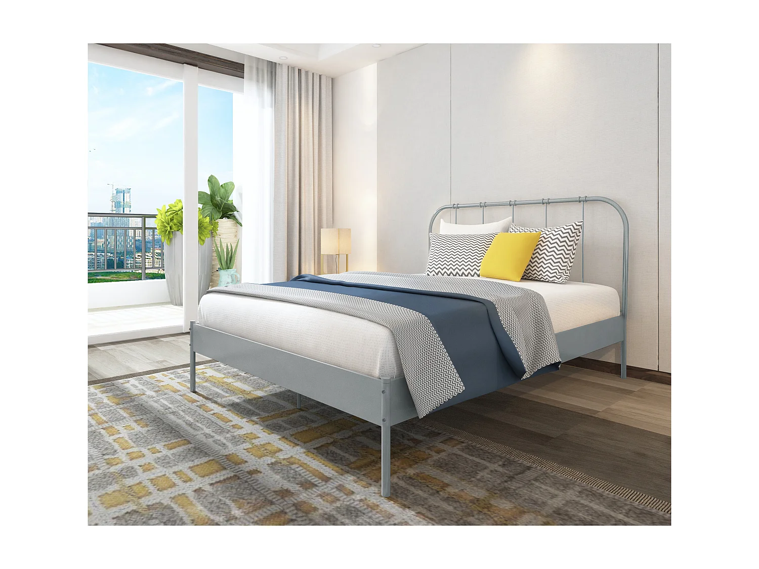 Aaron bed 140 grijs metaal