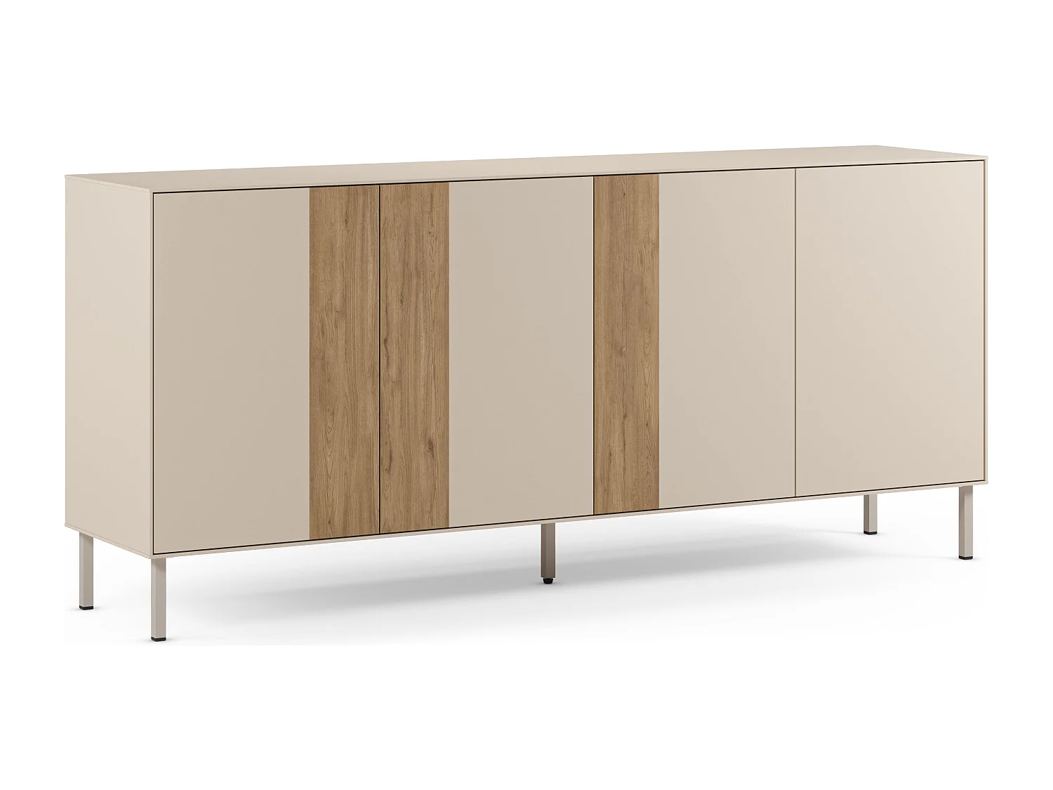 4-porte crème/chêne buffet, 180 x 80 cm