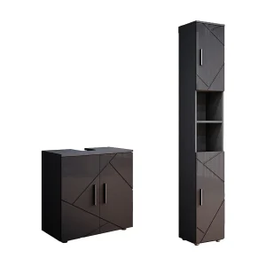 Badkamermeubelset antraciet hoogglans 30x30x192 irma