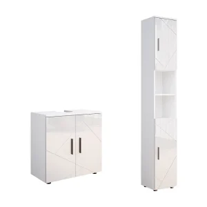 Badkamermeubelset wit hoogglans 30x30x192 irma Badkamermeubelset wit hoogglans 30x30x192 irma