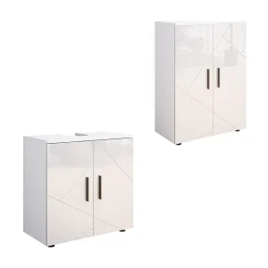 Badkamermeubelset wit hoogglans 60x30x81 irma Badkamermeubelset wit hoogglans 60x30x81 irma