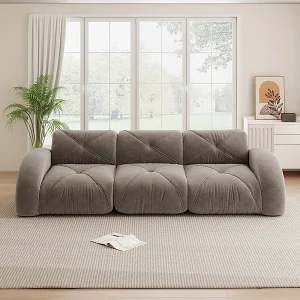 3-zits modulaire bank van chenillestof, 281x95x76cm, Bruin 3-zits modulaire bank van chenillestof, 281x95x76cm, Bruin