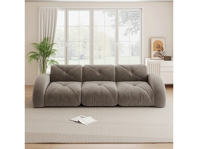 3-zits modulaire bank van chenillestof, 281x95x76cm, Bruin